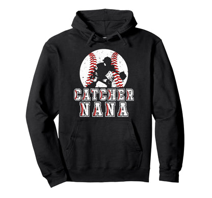Baseball Catcher Nana Baseball Catcher Hoodie - Minimalist Print Men Women - T-Shirt, Sweatshirt, Hoodie
