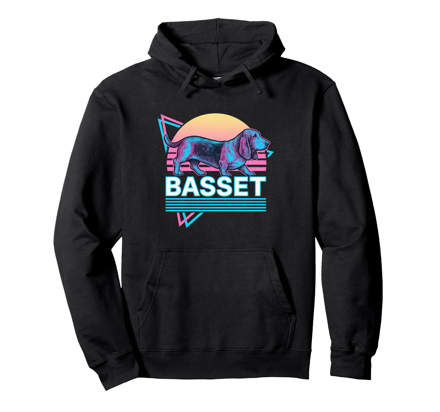 Basset Hound Synthwave Aesthetic Dog Lover Hoodie - Unique Graphic Unisex - T-Shirt, Sweatshirt, Hoodie