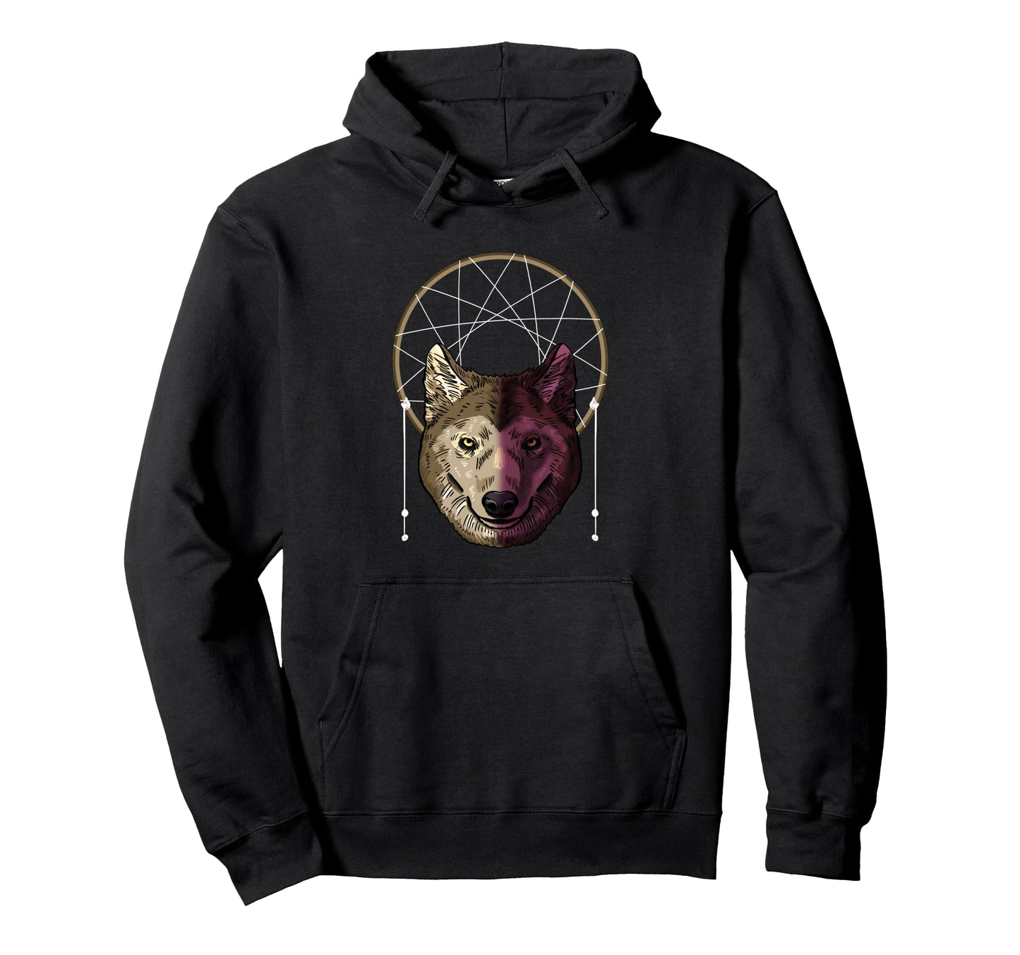 Wolf Dream Catcher Boho Native Hoodie - Custom Art Print for Adults - T-Shirt, Sweatshirt, Hoodie