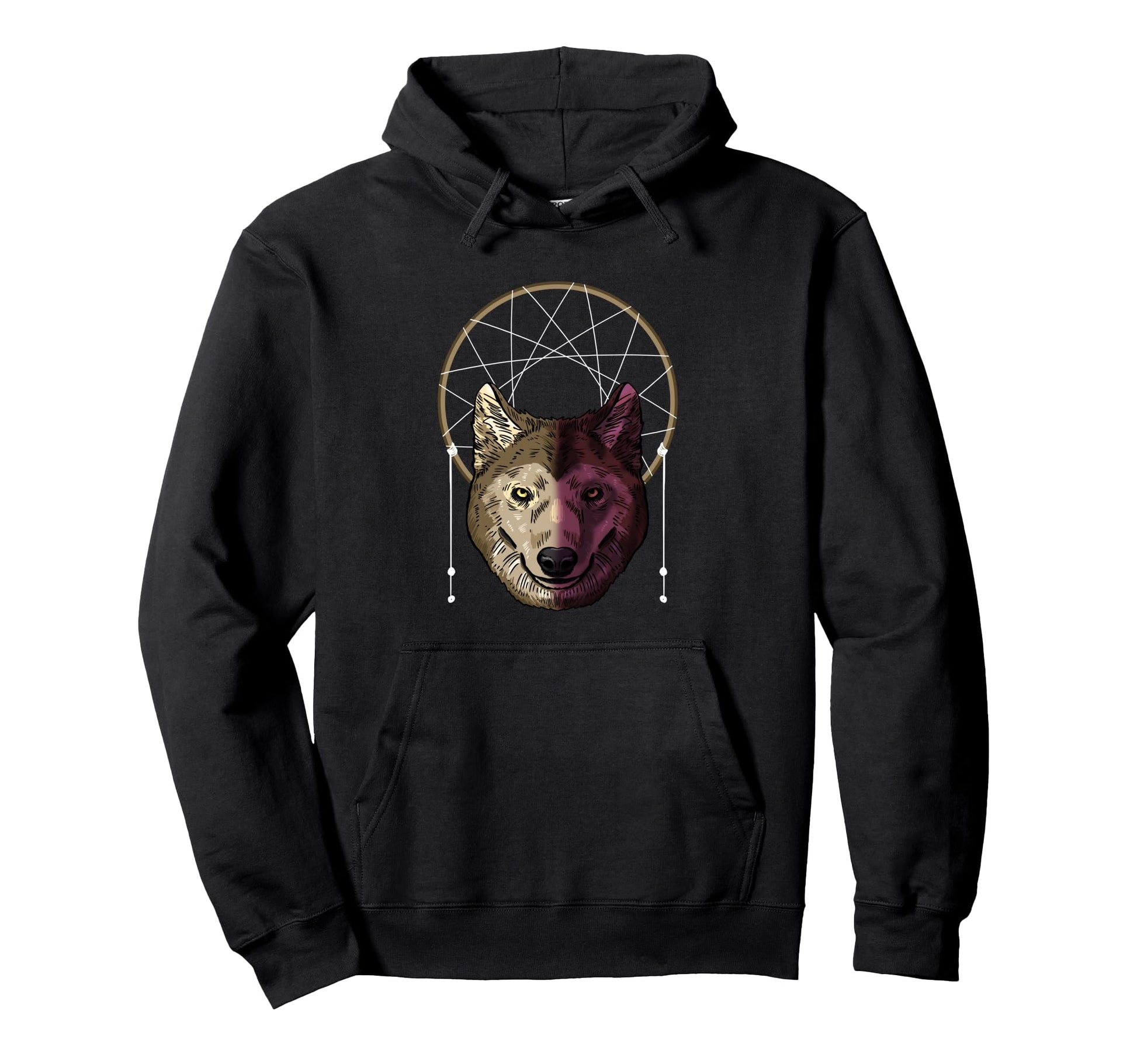 Wolf Dream Catcher Boho Native Hoodie - Custom Art Print for Adults - T-Shirt, Sweatshirt, Hoodie
