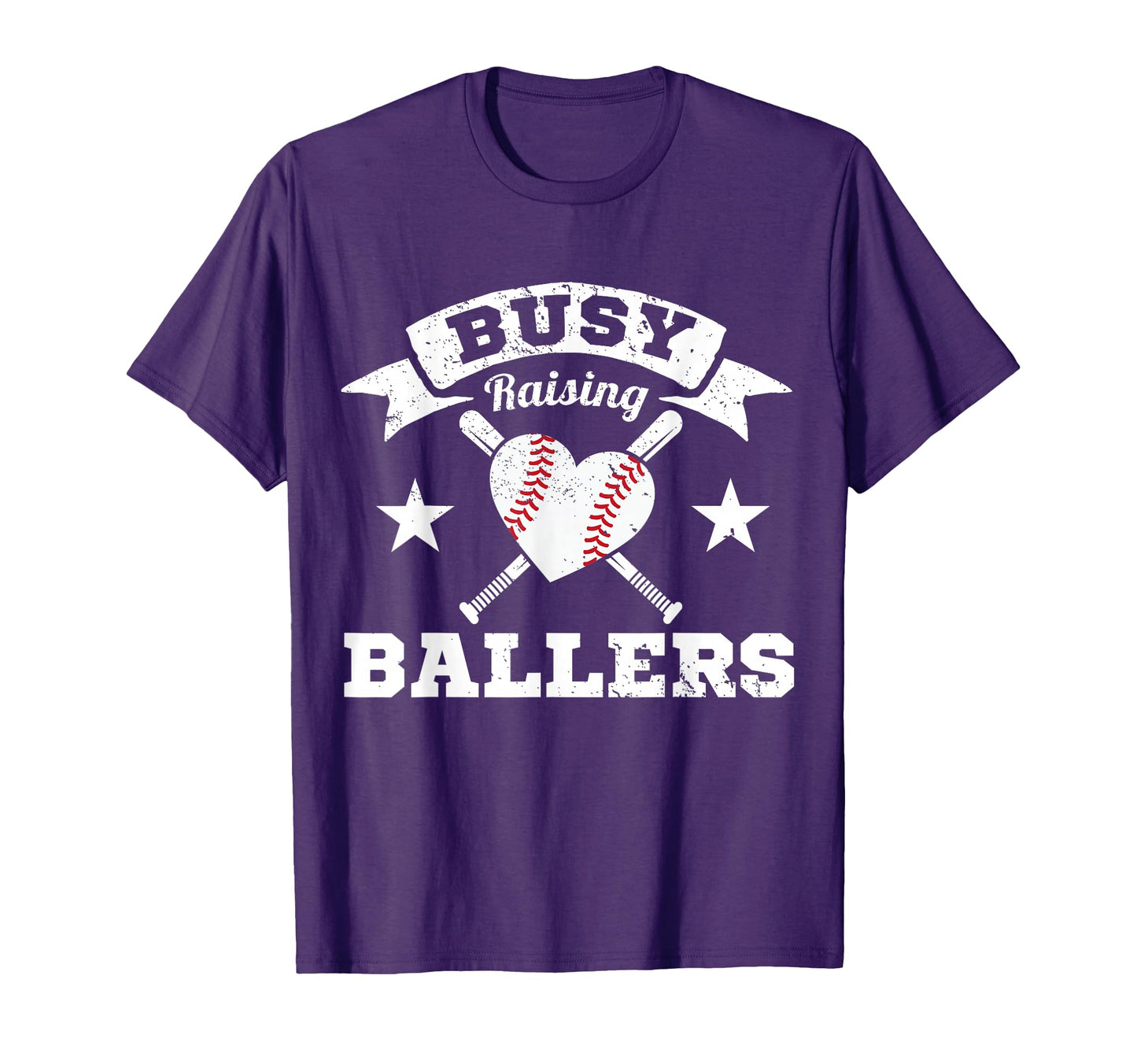 Busy Raising Ballers Baseball Heart Stars T-Shirt - Graphic Print Men Women - T-Shirt, Sweatshirt, Hoodie