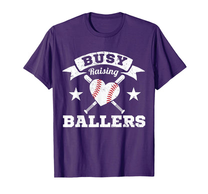 Busy Raising Ballers Baseball Heart Stars T-Shirt - Graphic Print Men Women - T-Shirt, Sweatshirt, Hoodie
