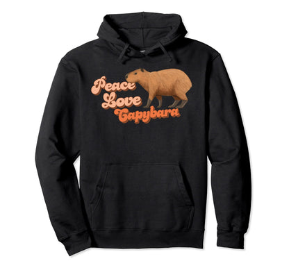 Peace Love Capybara Giant Cavy Hoodie - Aesthetic Graphic for Adults - T-Shirt, Sweatshirt, Hoodie