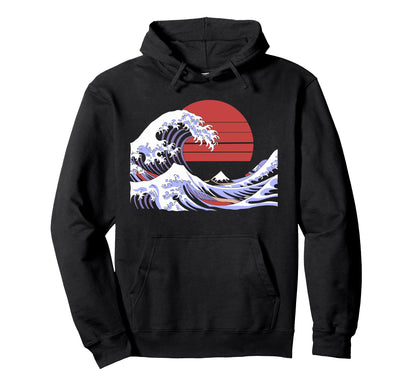 Big Wave Vaporwave Aesthetic 80S Anime Hoodie - Novelty Apparel Unisex - T-Shirt, Sweatshirt, Hoodie