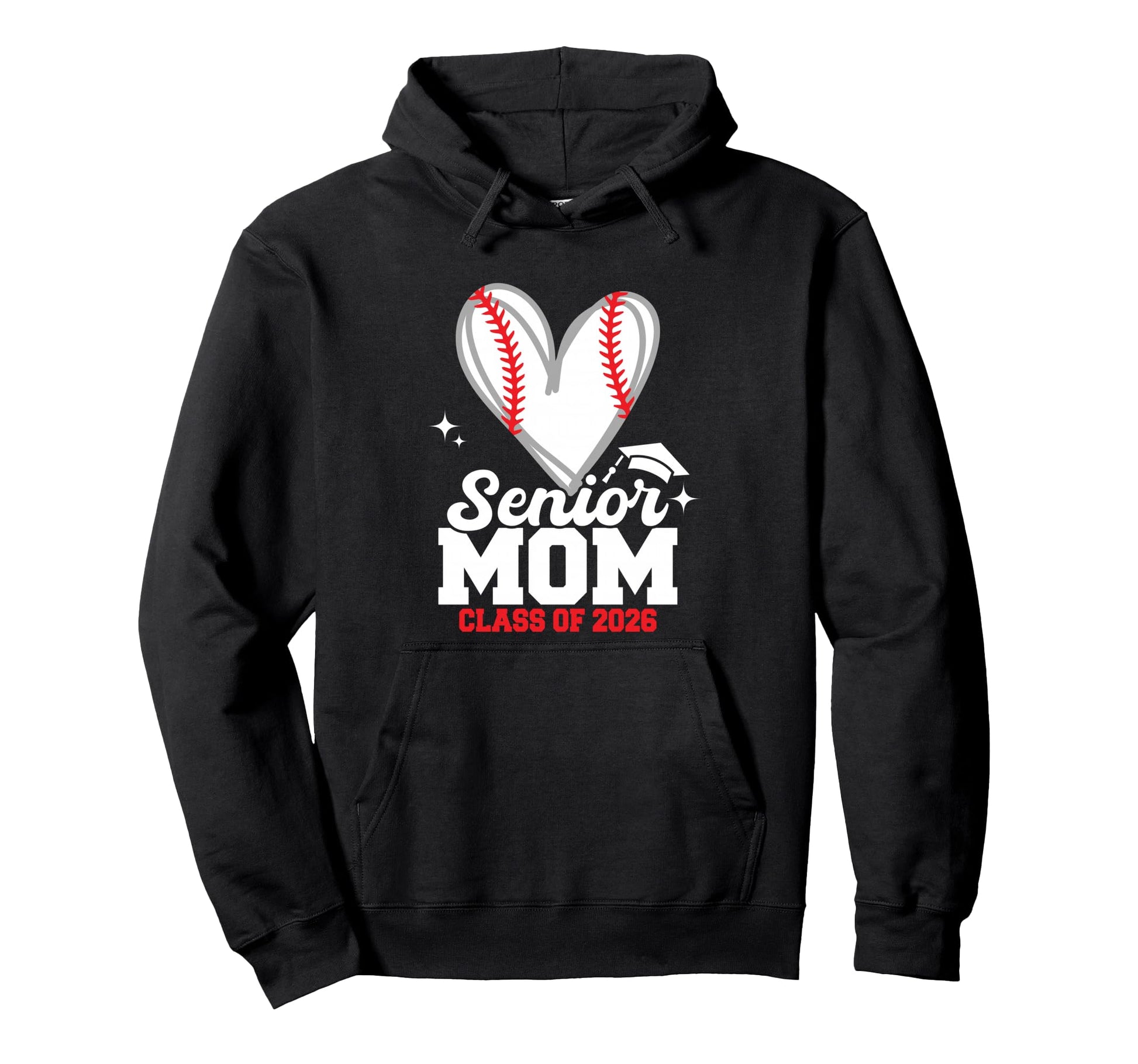 Senior Mom Class 2026 Baseball Hoodie - Novelty Apparel for Adults - T-Shirt, Sweatshirt, Hoodie
