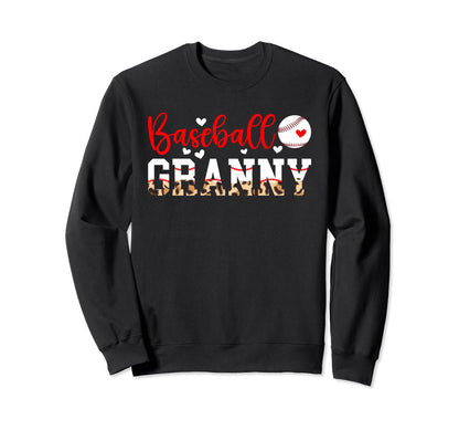 Baseball Granny Leopard Grandma Sweatshirt - Minimalist Print Men Women - T-Shirt, Sweatshirt, Hoodie