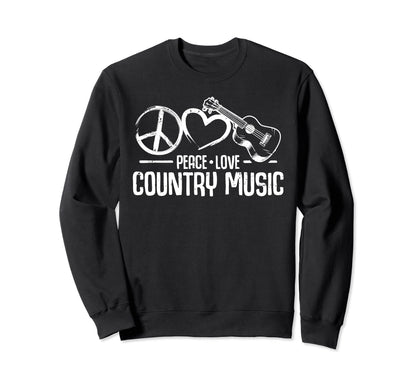 Funny Country Music Peace Love Sweatshirt - Minimalist Print Unisex - T-Shirt, Sweatshirt, Hoodie