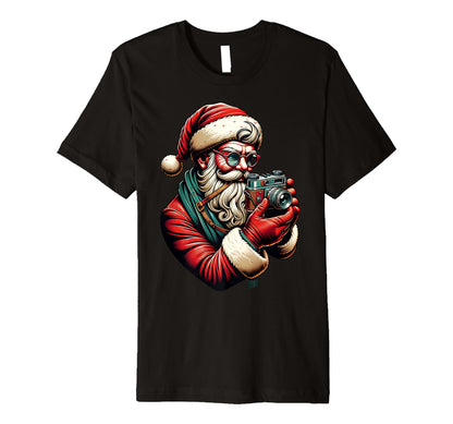 Hipster Santa Holding Camera T-Shirt - Minimalist Print Men Women - T-Shirt, Sweatshirt, Hoodie