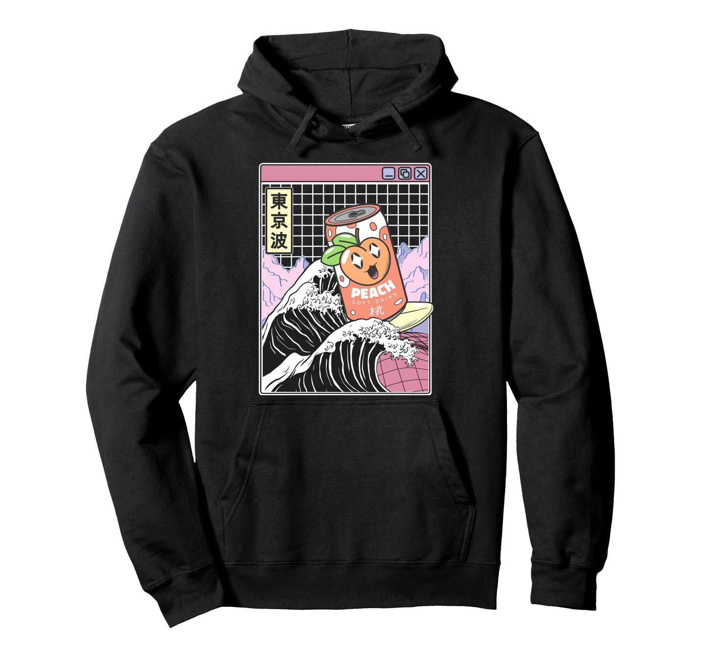 Peach Soda Surfing Kanagawa Wave Japan Hoodie - Minimalist Print Unisex - T-Shirt, Sweatshirt, Hoodie