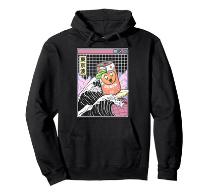 Peach Soda Surfing Kanagawa Wave Japan Hoodie - Minimalist Print Unisex - T-Shirt, Sweatshirt, Hoodie