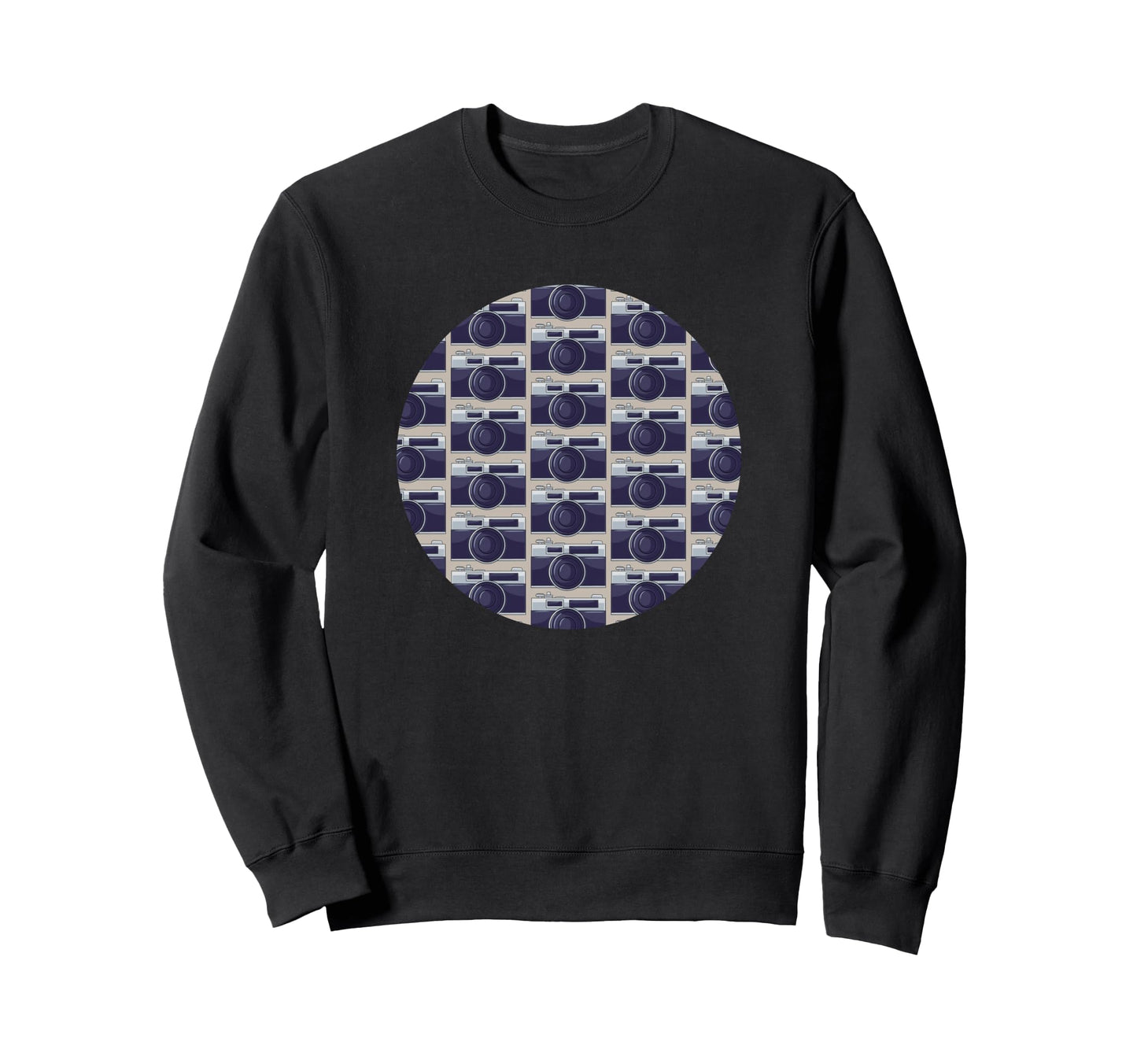 Old Camera Pattern Grey Background Sweatshirt - Trendy Graphic for Adults - T-Shirt, Sweatshirt, Hoodie