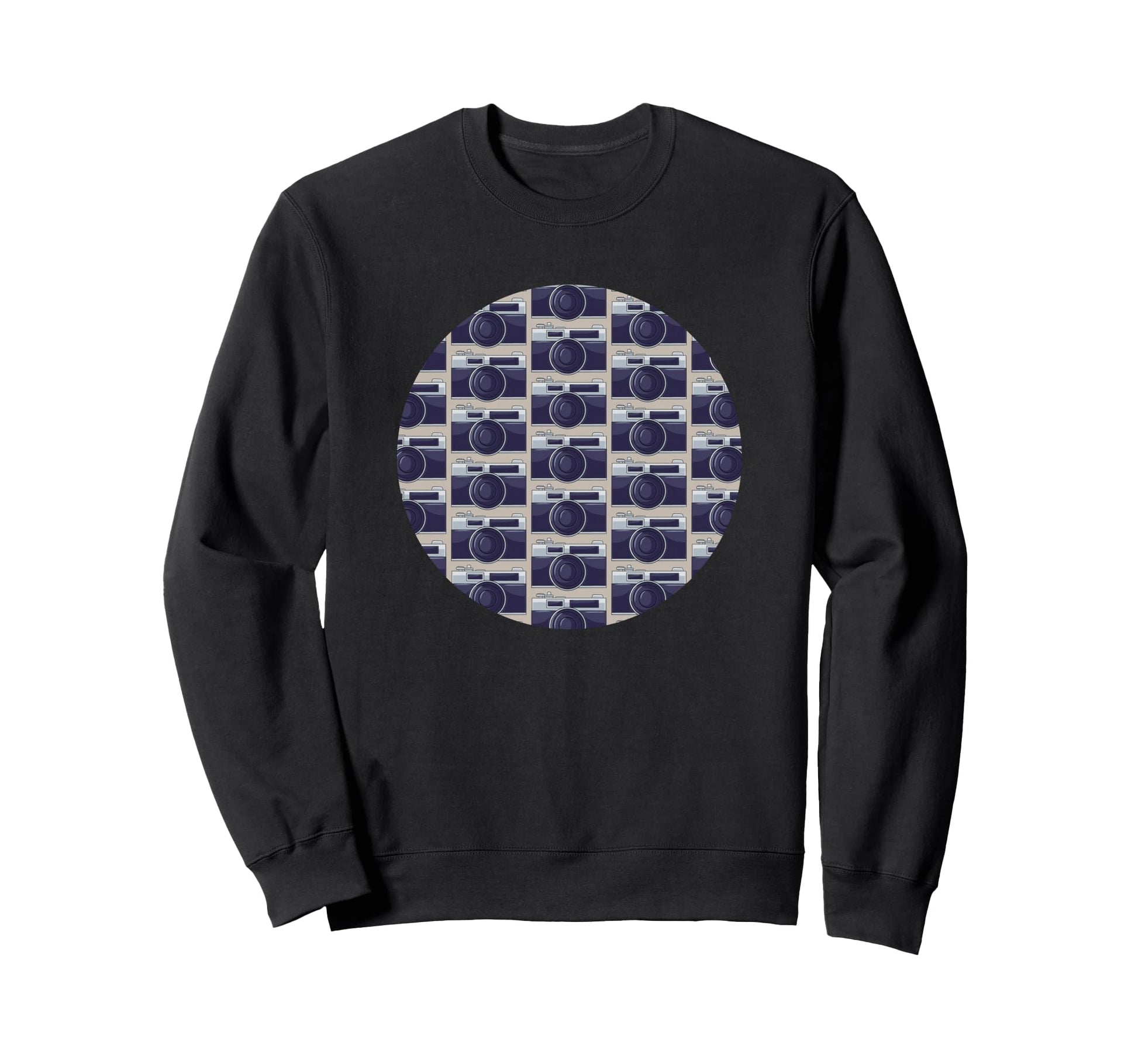 Old Camera Pattern Grey Background Sweatshirt - Trendy Graphic for Adults - T-Shirt, Sweatshirt, Hoodie