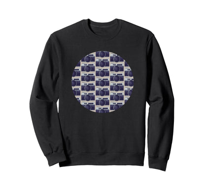 Old Camera Pattern Grey Background Sweatshirt - Trendy Graphic for Adults - T-Shirt, Sweatshirt, Hoodie