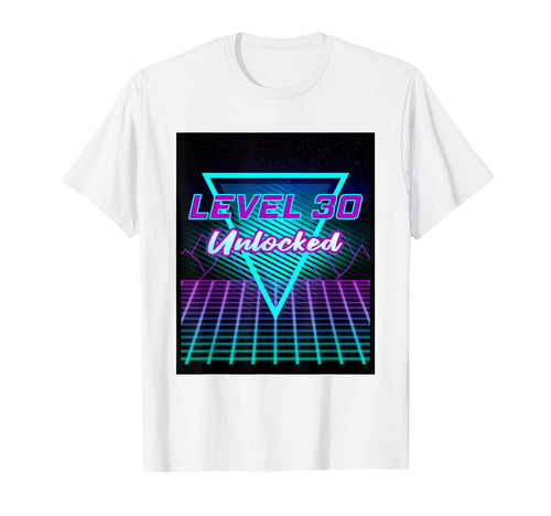 30Th Birthday Gift Level 30 Unlocked T-Shirt - Minimalist Print Men Women - T-Shirt, Sweatshirt, Hoodie
