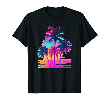 Vaperwave Aesthetic Glitch Palm Retrowave T-Shirt - Graphic Print Unisex - T-Shirt, Sweatshirt, Hoodie