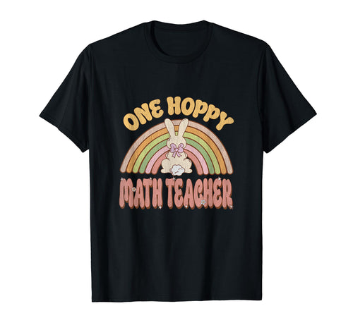 One Hoppy Math Teacher Bunny Easter T-Shirt - Aesthetic Graphic for Adults - T-Shirt, Sweatshirt, Hoodie