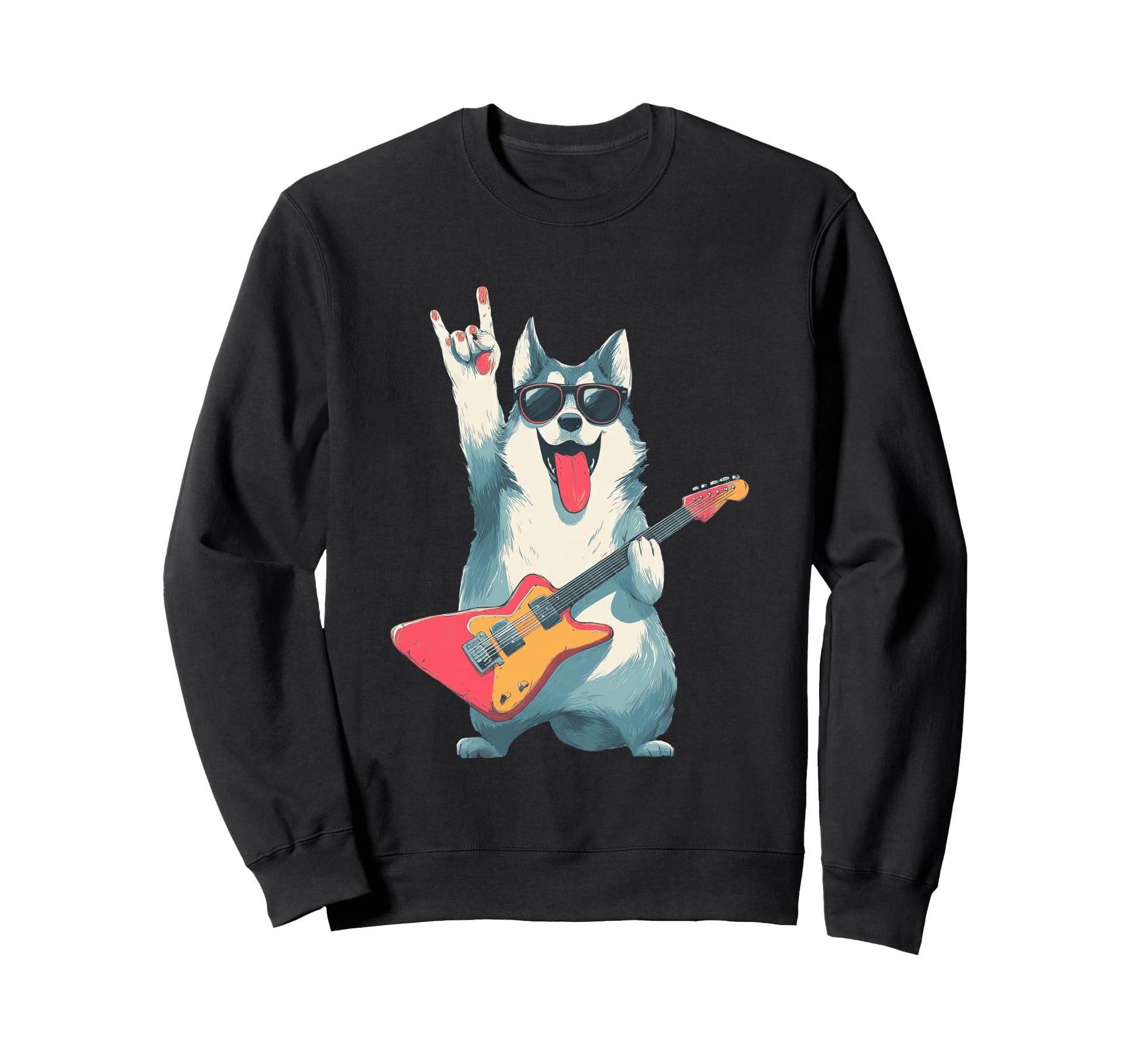 Rock Dog Guitar Player Funny Pet Sweatshirt - Aesthetic Graphic for Adults - T-Shirt, Sweatshirt, Hoodie