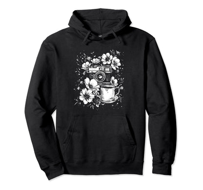 Photographer Coffee Camera Flowers Hoodie - Unique Graphic Men Women - T-Shirt, Sweatshirt, Hoodie