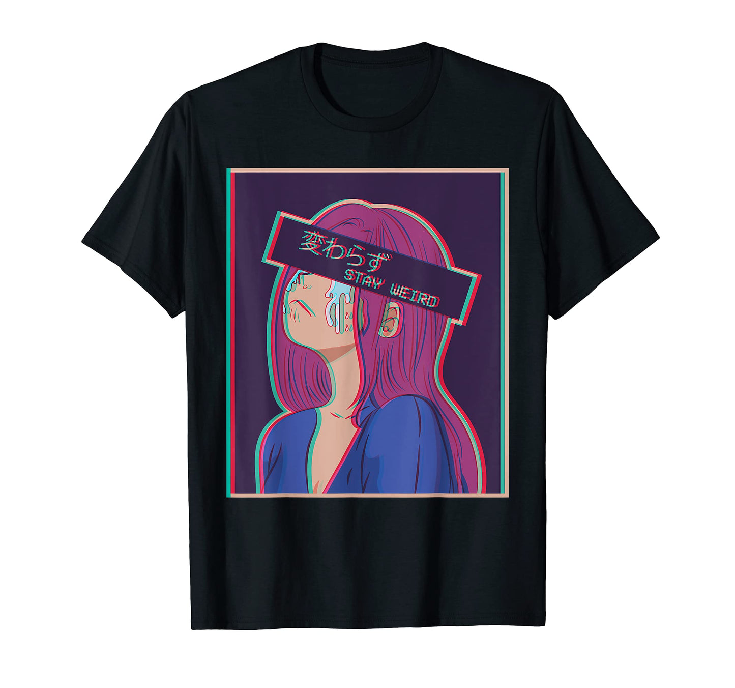 Stay Weird Sad Anime Japanese T-Shirt - Fun Novelty Design for Adults - T-Shirt, Sweatshirt, Hoodie