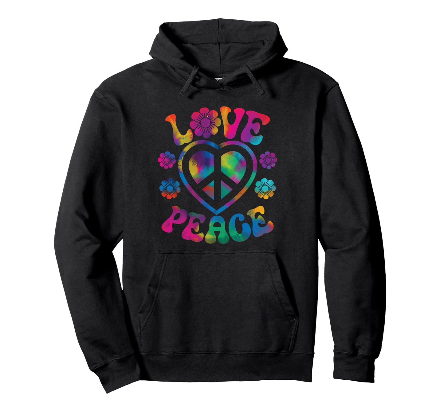 Love Peace Sign Tie Dye Groovy Hippie 60S Hoodie - Minimalist Print Unisex - T-Shirt, Sweatshirt, Hoodie