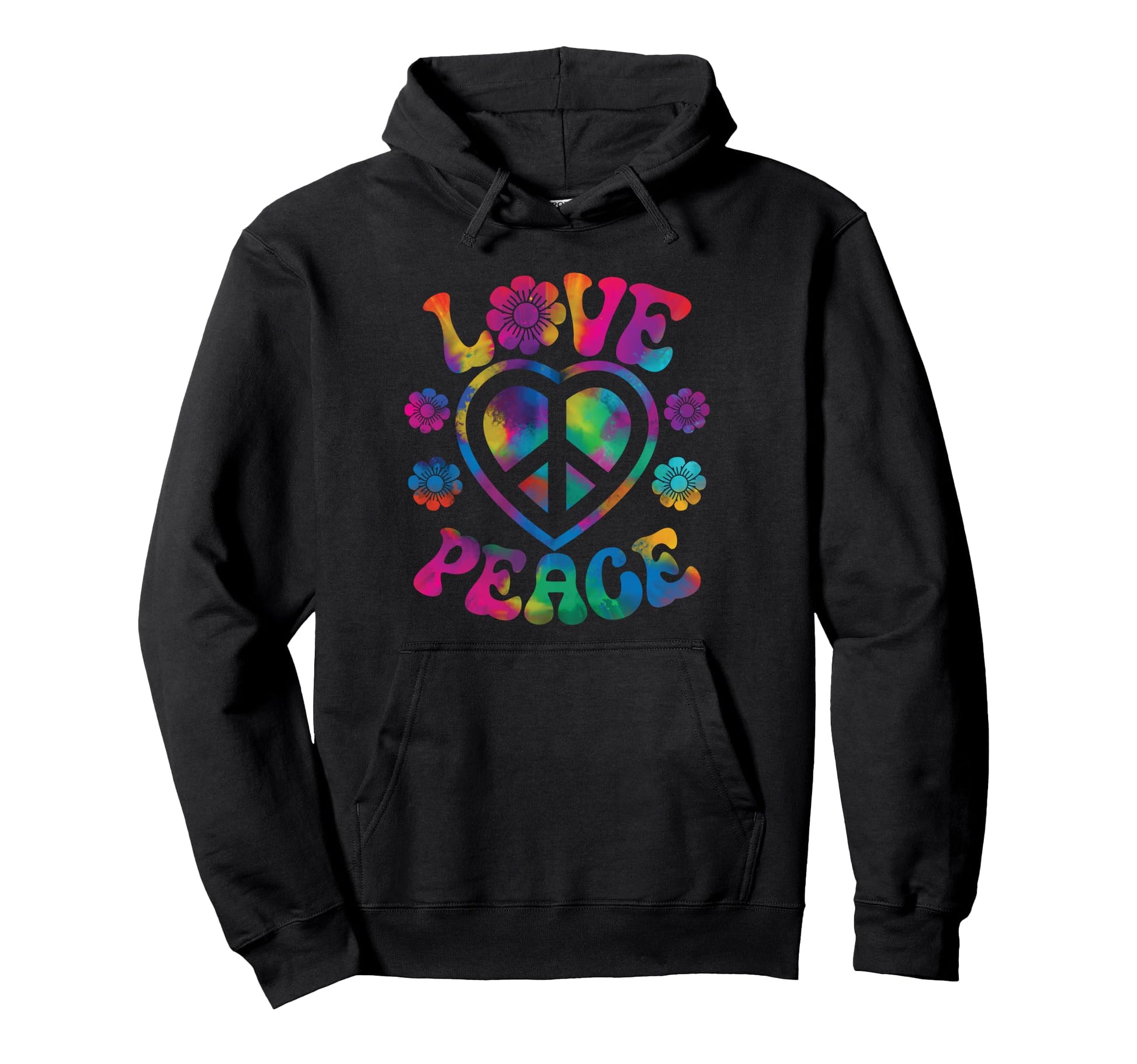 Love Peace Sign Tie Dye Groovy Hippie 60S Hoodie - Minimalist Print Unisex - T-Shirt, Sweatshirt, Hoodie
