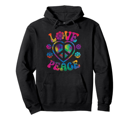 Love Peace Sign Tie Dye Groovy Hippie 60S Hoodie - Minimalist Print Unisex - T-Shirt, Sweatshirt, Hoodie