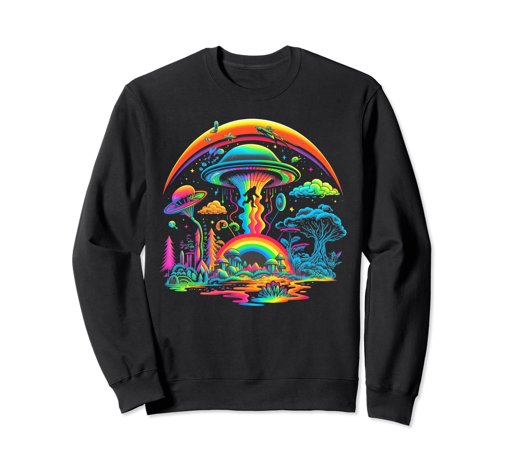 Ufo Funny Bigfoot Sasquatch 80S Sweatshirt - Fun Novelty Design for Adults - T-Shirt, Sweatshirt, Hoodie