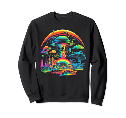 Ufo Funny Bigfoot Sasquatch 80S Sweatshirt - Fun Novelty Design for Adults - T-Shirt, Sweatshirt, Hoodie