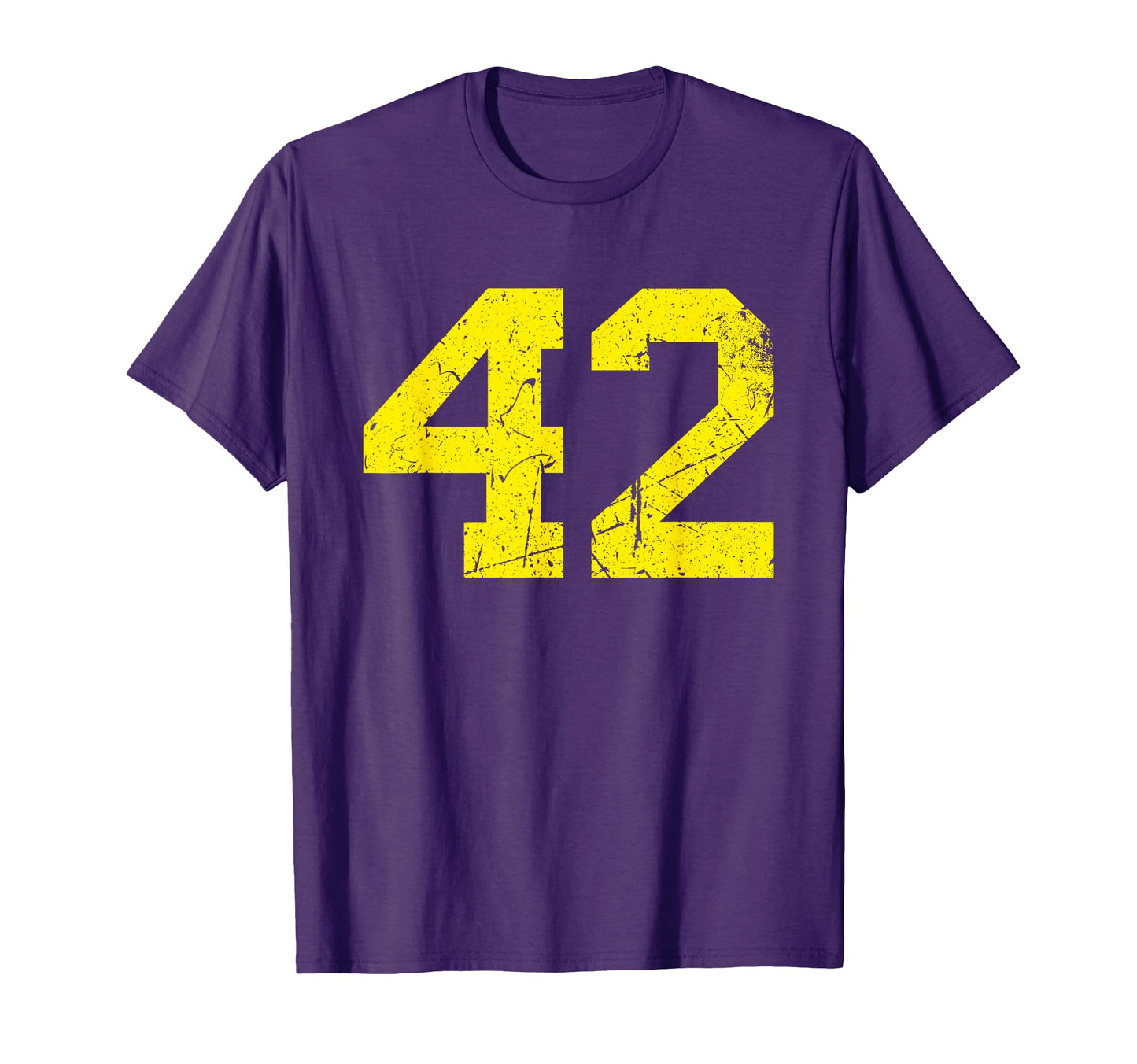 Yellow Number 42 Sports Team Varsity T-Shirt - Aesthetic Graphic Men Women - T-Shirt, Sweatshirt, Hoodie