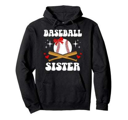 Baseball Sister Baseball Player Groovy Hoodie - Minimalist Print Men Women - T-Shirt, Sweatshirt, Hoodie