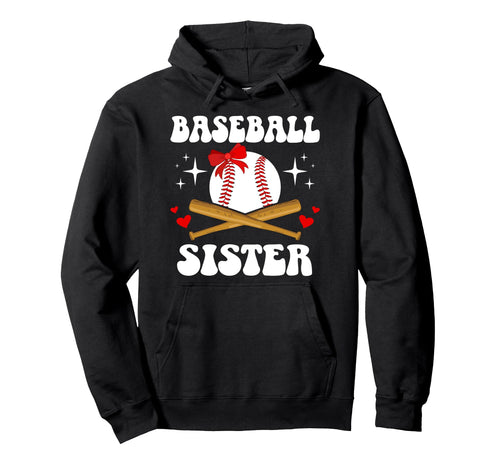 Baseball Sister Baseball Player Groovy Hoodie - Minimalist Print Men Women - T-Shirt, Sweatshirt, Hoodie