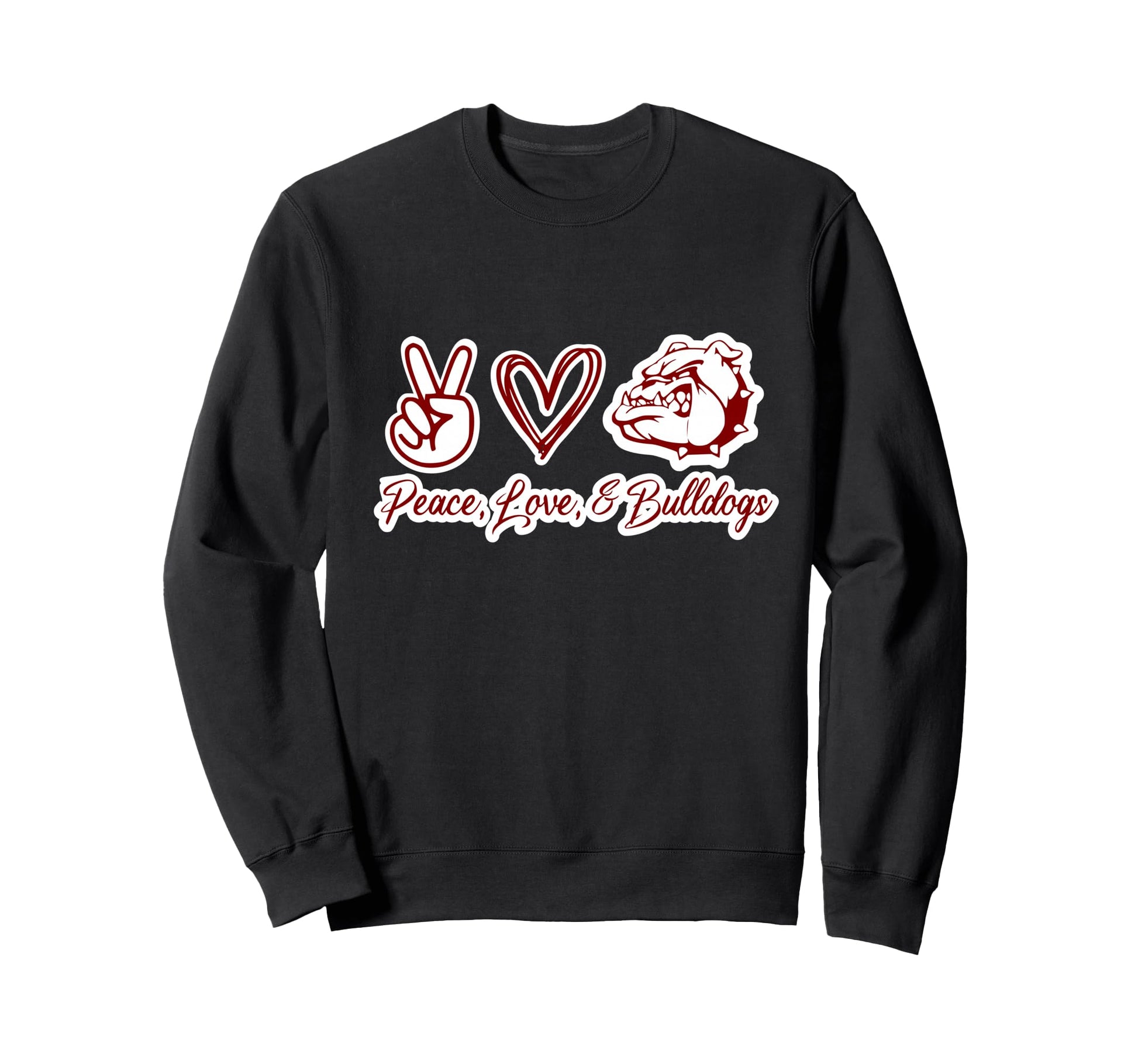 Peace Love And Bulldogs Sweatshirt - Minimalist Print for Adults - T-Shirt, Sweatshirt, Hoodie