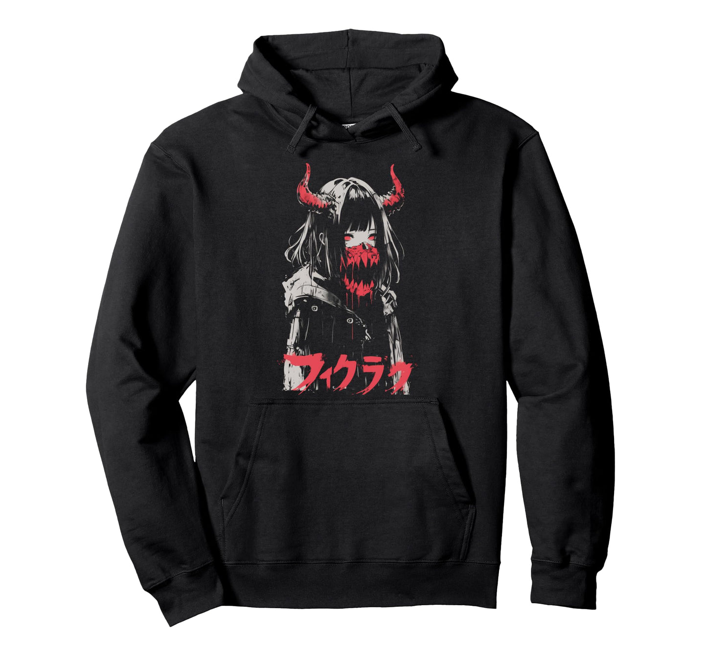 Goth Grunge Demon Anime Waifu Horror Hoodie - Streetwear Style for Adults - T-Shirt, Sweatshirt, Hoodie