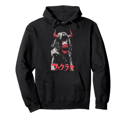 Goth Grunge Demon Anime Waifu Horror Hoodie - Streetwear Style for Adults - T-Shirt, Sweatshirt, Hoodie