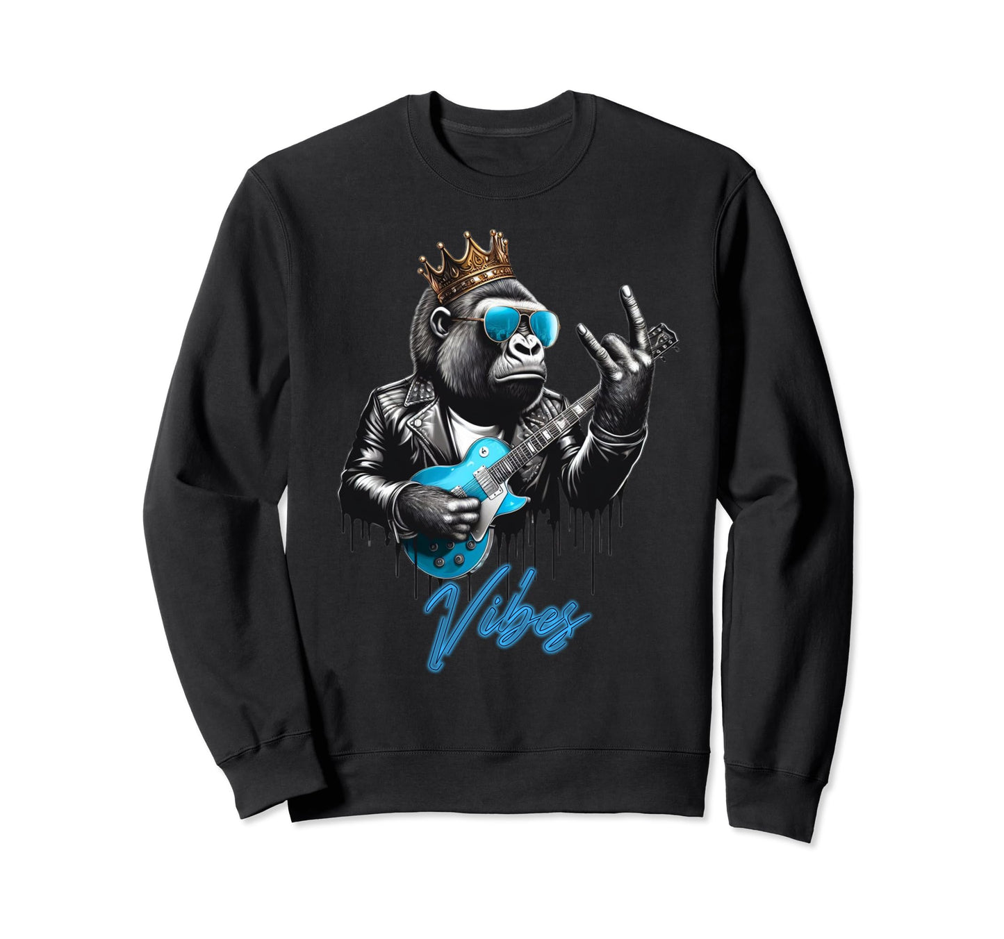 Rock Good Vibes Gorilla Sweatshirt - Fun Novelty Design Men Women - T-Shirt, Sweatshirt, Hoodie