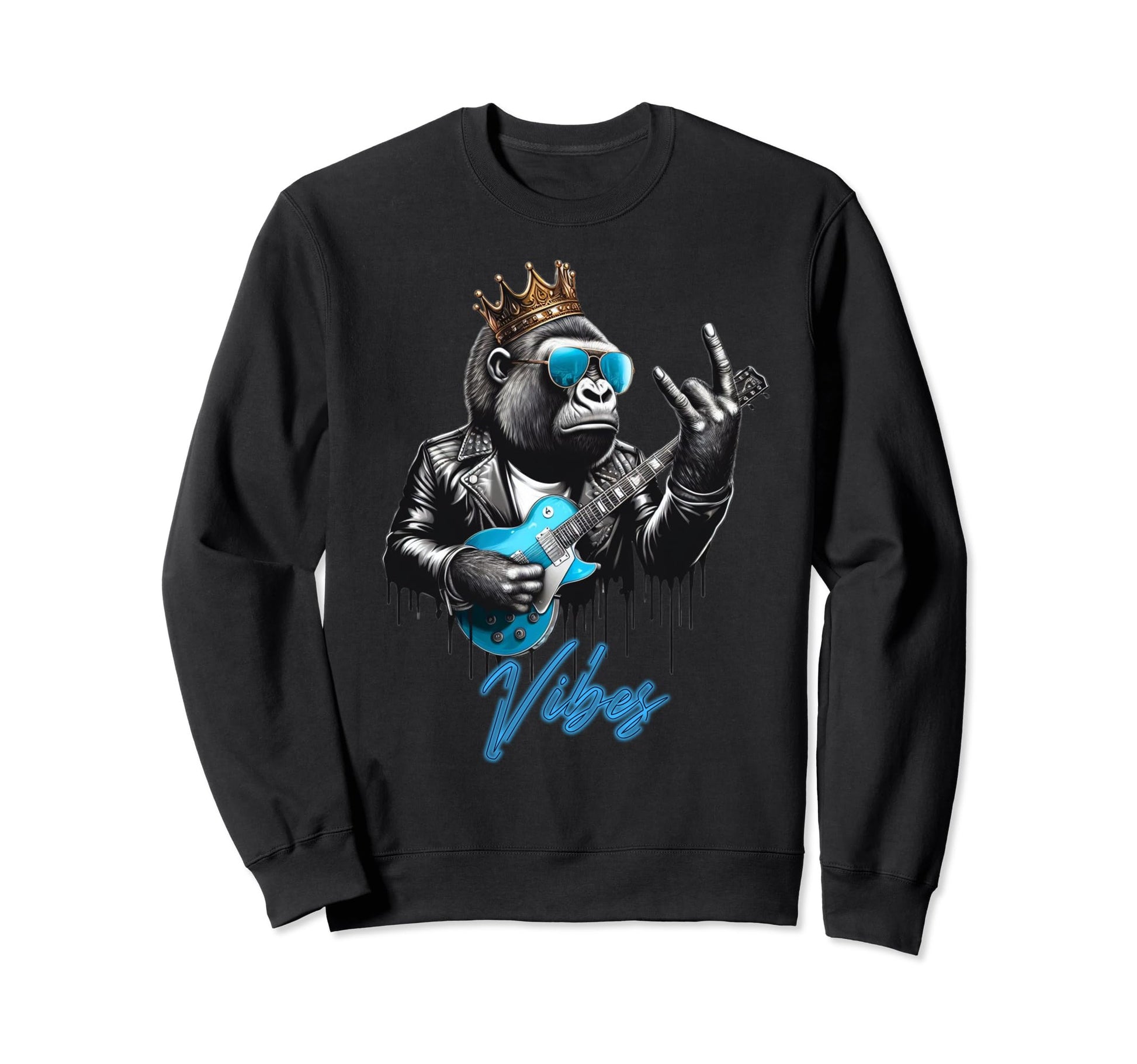 Rock Good Vibes Gorilla Sweatshirt - Fun Novelty Design Men Women - T-Shirt, Sweatshirt, Hoodie