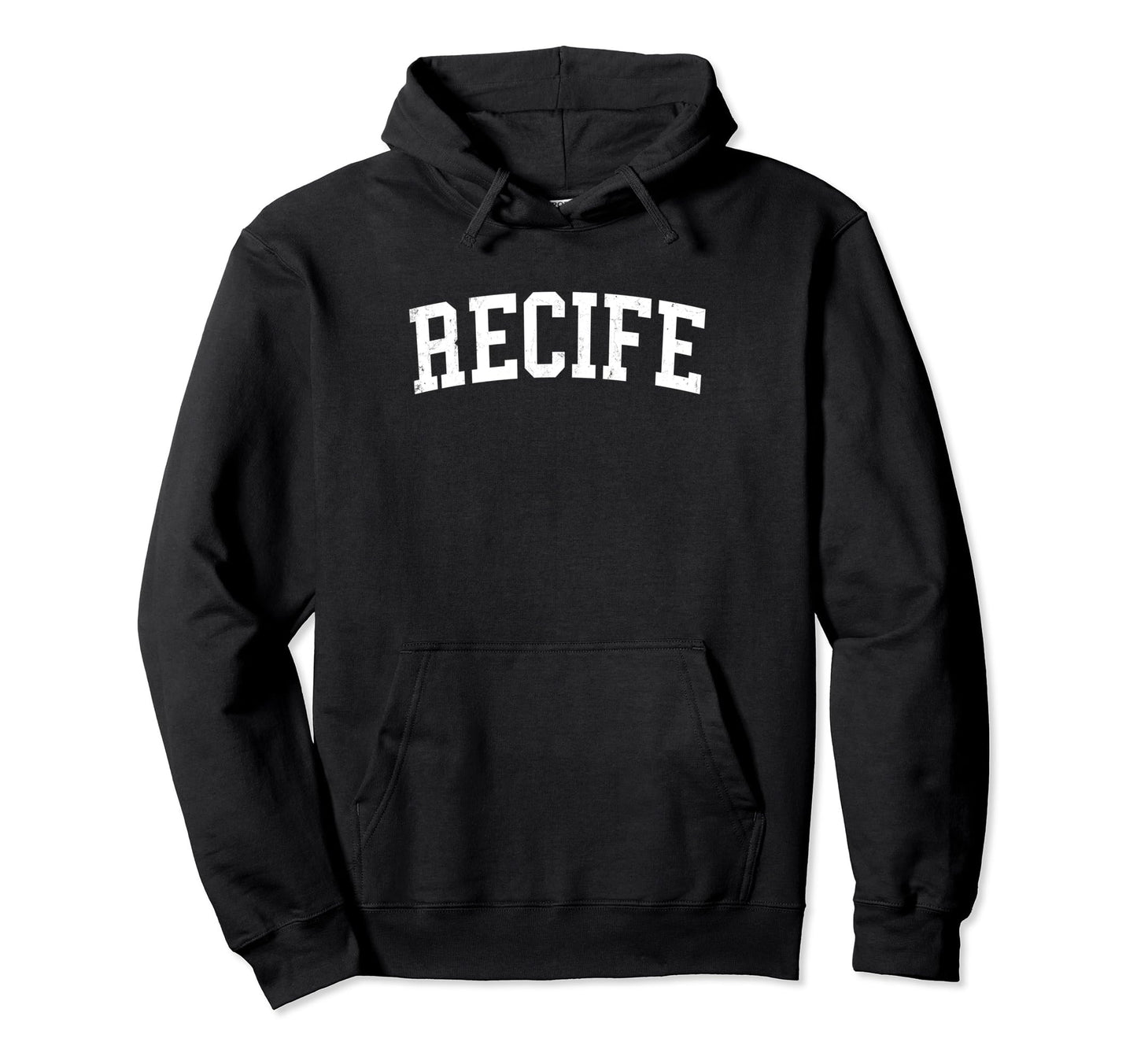 Recife Brazil Distressed White Varsity Hoodie - Aesthetic Graphic Men Women - T-Shirt, Sweatshirt, Hoodie