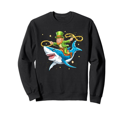 Cheer Leprechaun Shark St Patricks Sweatshirt - Streetwear Style Unisex - T-Shirt, Sweatshirt, Hoodie