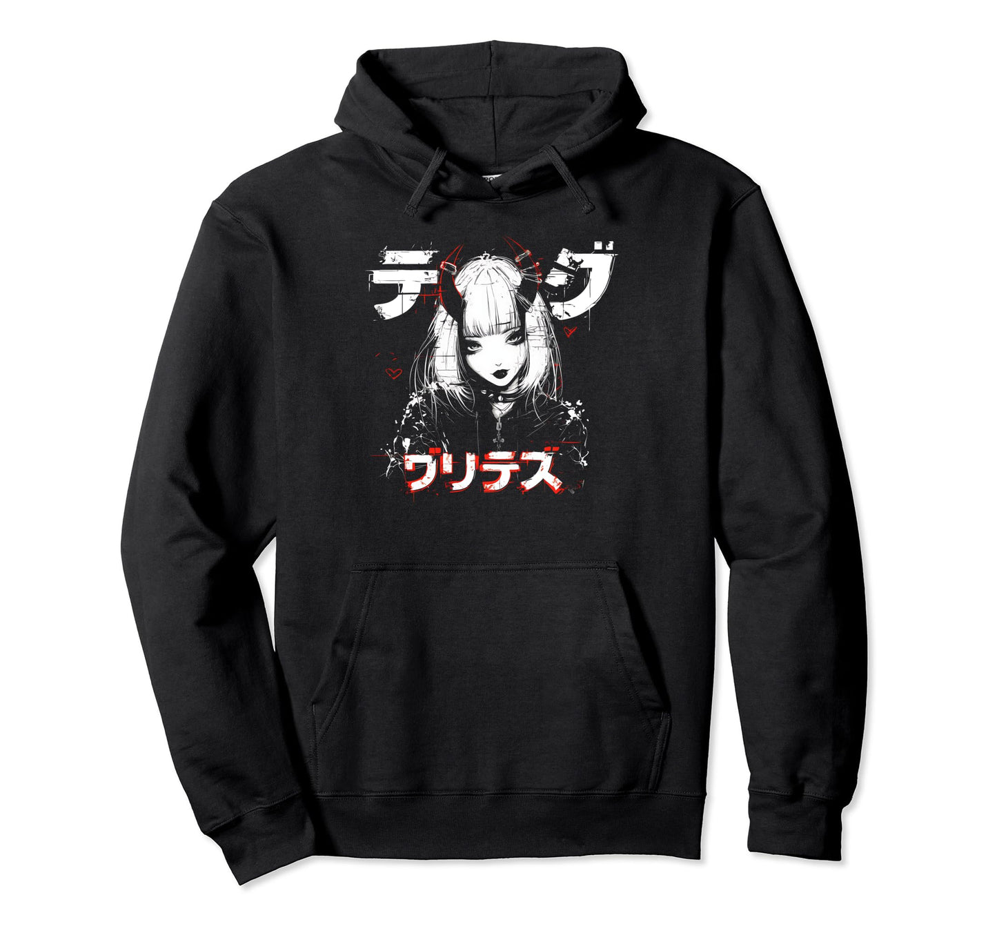 Anime Goth Grunge Demon Waifu Horror Alt Hoodie - Graphic Print Unisex - T-Shirt, Sweatshirt, Hoodie