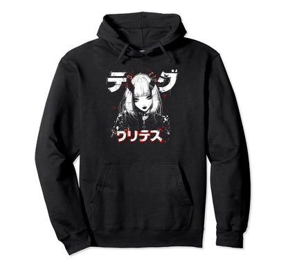 Anime Goth Grunge Demon Waifu Horror Alt Hoodie - Graphic Print Unisex - T-Shirt, Sweatshirt, Hoodie