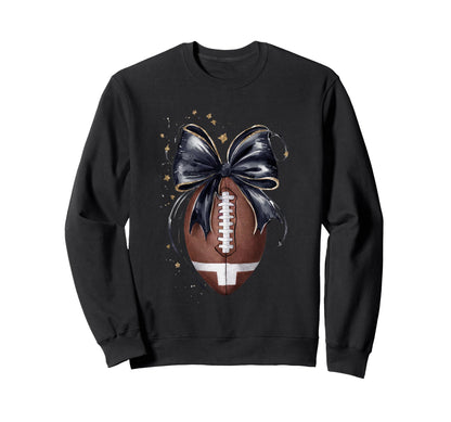 Coquette Bow Football Mama Mothers Sweatshirt - Minimalist Print Men Women - T-Shirt, Sweatshirt, Hoodie