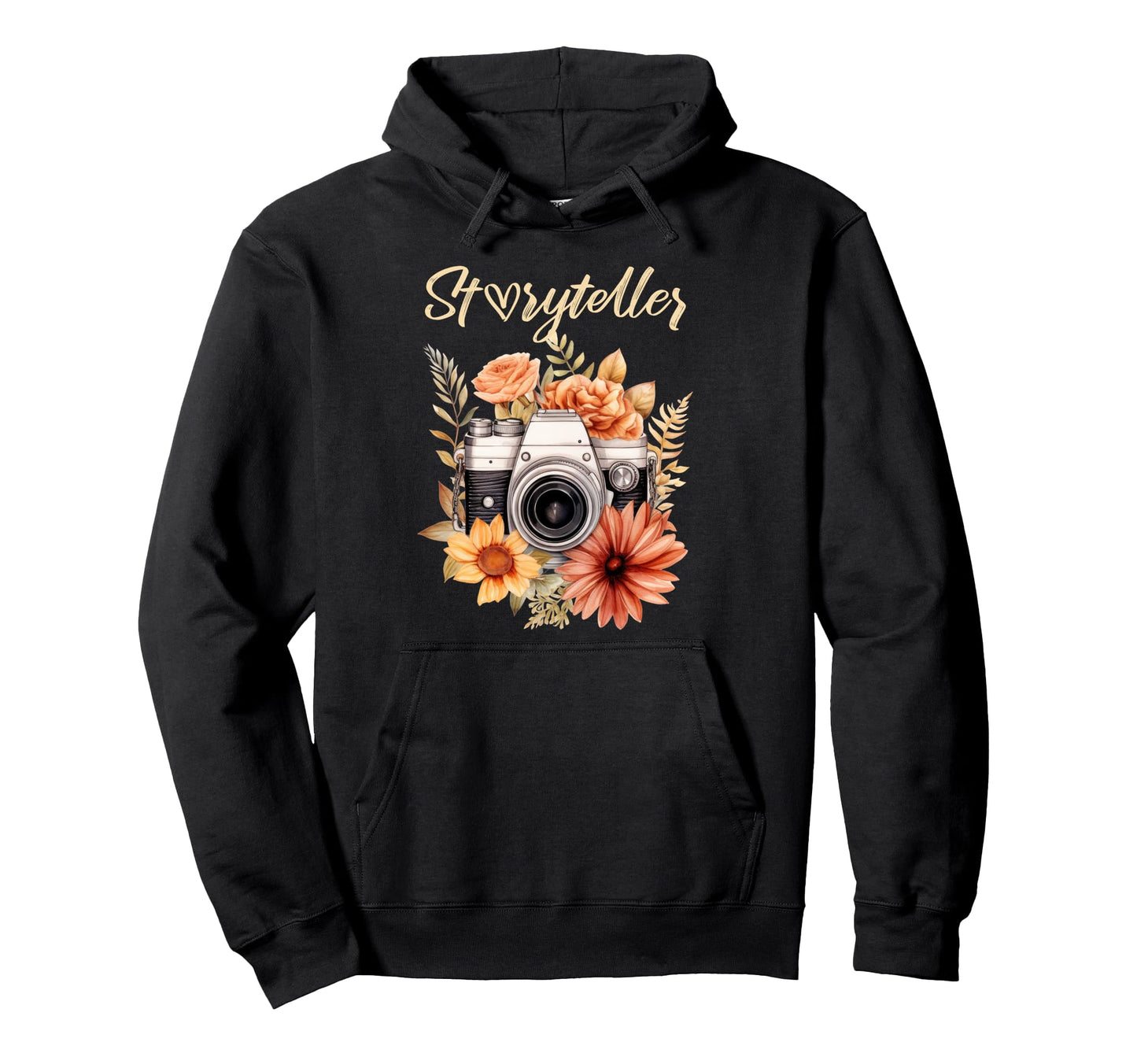 Photographer Storyteller Camera Floral Hoodie - Unique Graphic Unisex - T-Shirt, Sweatshirt, Hoodie