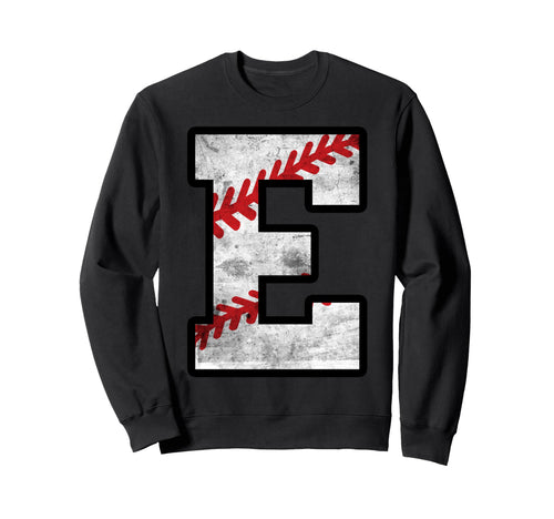 Distressed Baseball Letter E Sweatshirt - Custom Art Print Unisex - T-Shirt, Sweatshirt, Hoodie