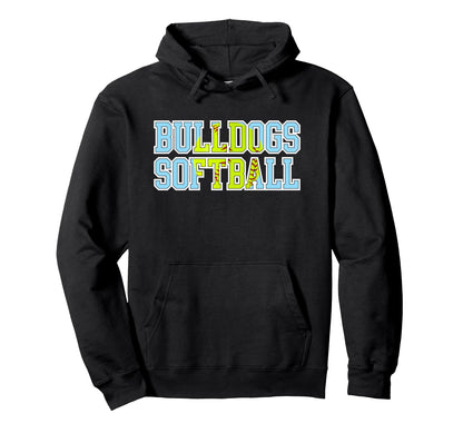 Bulldogs Softball Mom Game Day Blue Hoodie - Aesthetic Graphic Unisex - T-Shirt, Sweatshirt, Hoodie