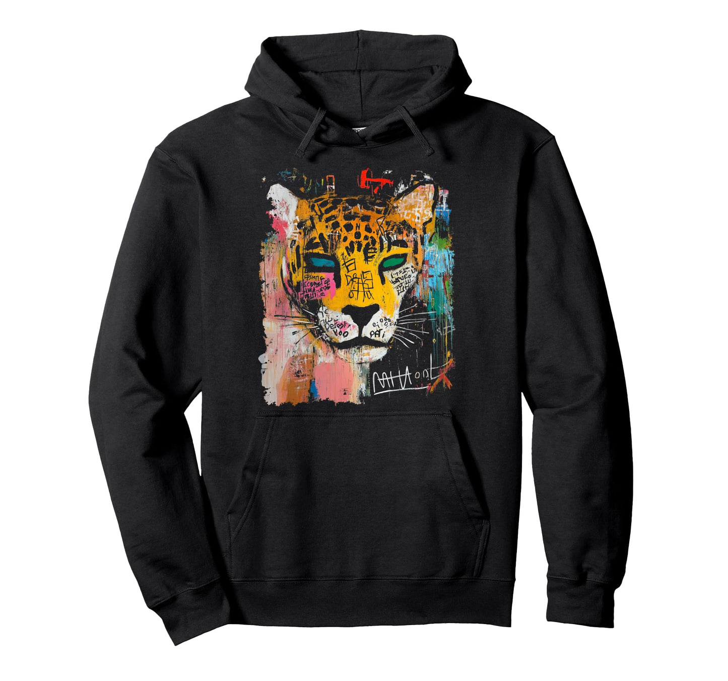 Pop Art Leopard 90S Graffiti Hoodie - Fun Novelty Design Unisex - T-Shirt, Sweatshirt, Hoodie