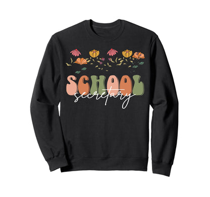 Boho Floral School Secretary Gift Sweatshirt - Trendy Graphic Unisex - T-Shirt, Sweatshirt, Hoodie