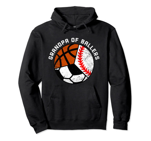 Grandpa Ballers Funny Baseball Soccer Hoodie - Minimalist Print Men Women - T-Shirt, Sweatshirt, Hoodie