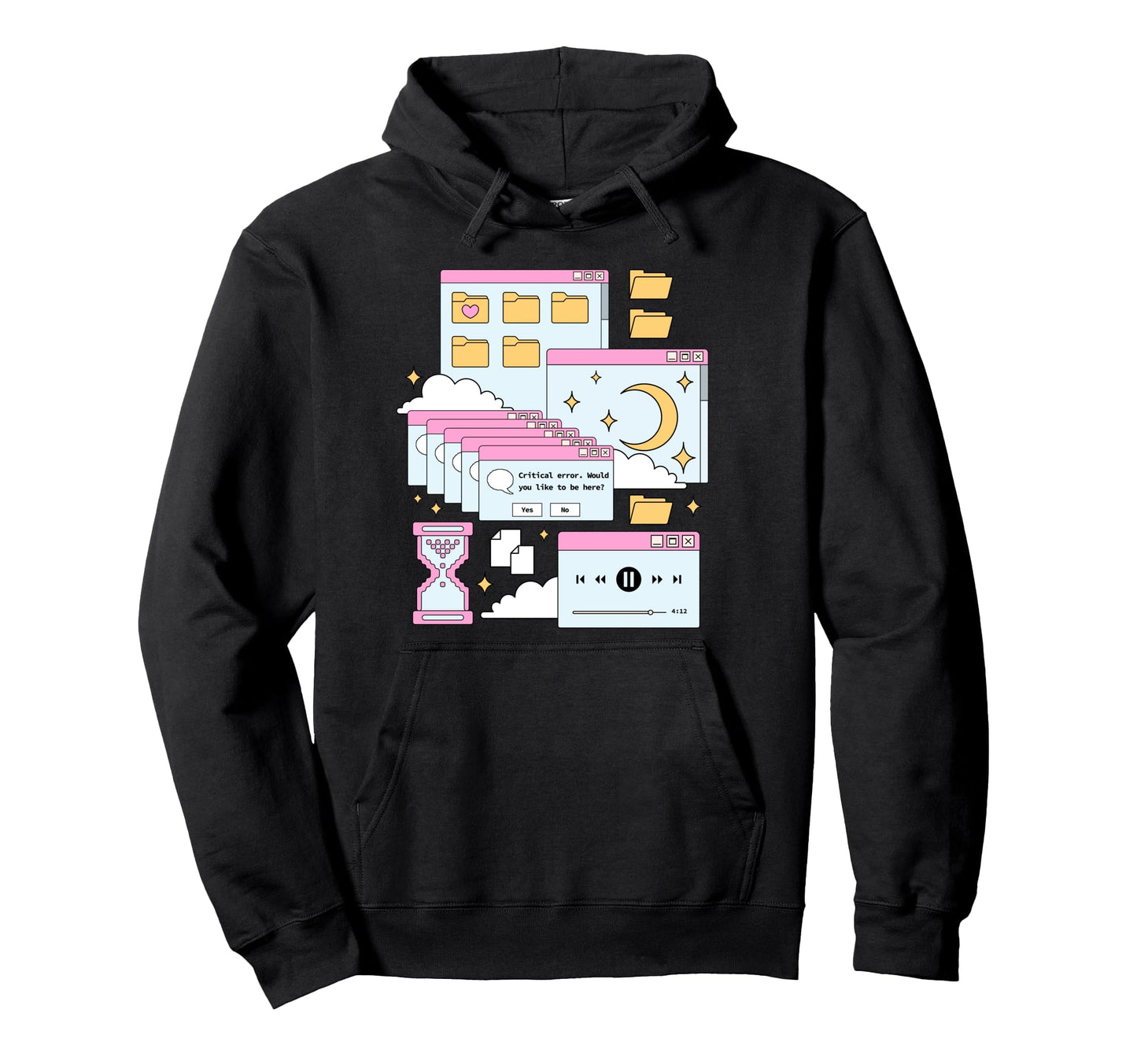 Vaporwave Browser Kawaii E Hoodie - Fun Novelty Design for Adults - T-Shirt, Sweatshirt, Hoodie