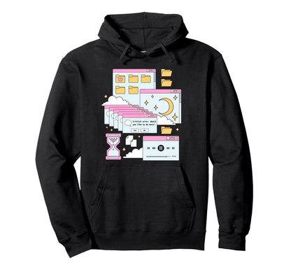 Vaporwave Browser Kawaii E Hoodie - Fun Novelty Design for Adults - T-Shirt, Sweatshirt, Hoodie