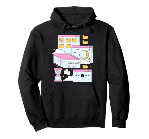 Vaporwave Browser Kawaii E Hoodie - Fun Novelty Design for Adults - T-Shirt, Sweatshirt, Hoodie